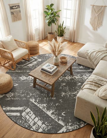 10' 8 x 10' 8 Easy-Clean Bohemian Indoor / Outdoor Round Rug