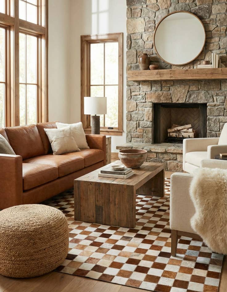 Detail image of 5' x 8' Cowhide Stocks Rug