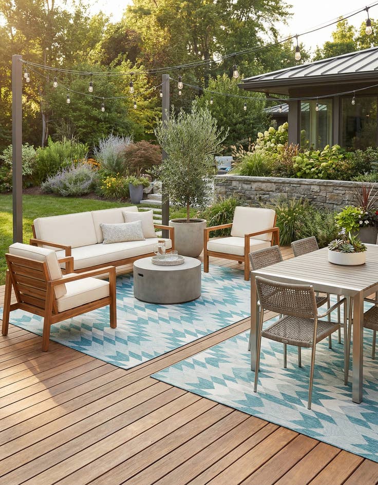 Detail image of 12' x 12'  Washable Modern Indoor / Outdoor Square Rug