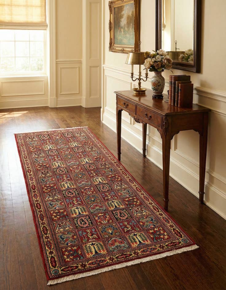 Detail image of 2' 6 x 6' 5  Hand Knotted Qom Persian Runner Rug