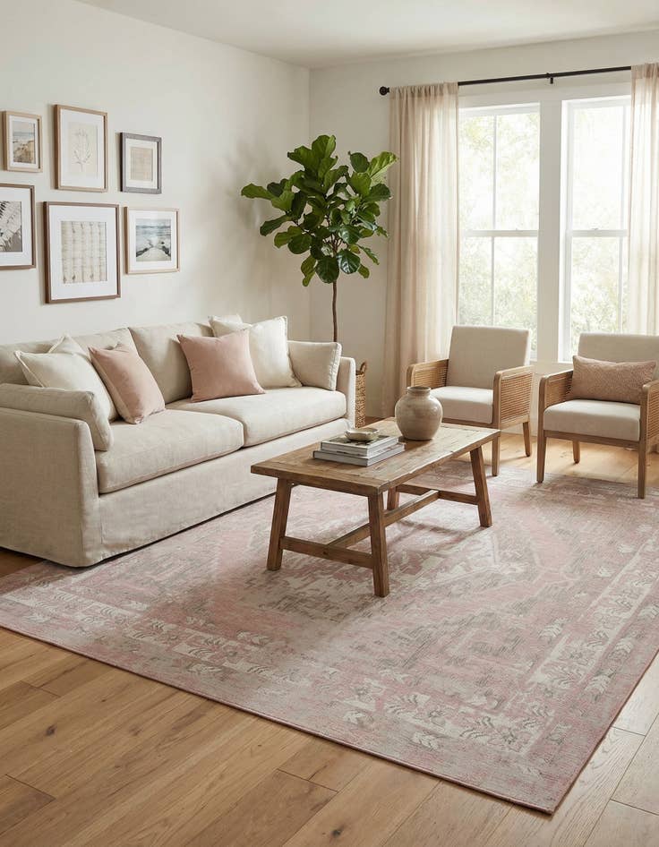 Detail image of 13' x 13'  Washable Traditional Indoor / Outdoor Square Rug