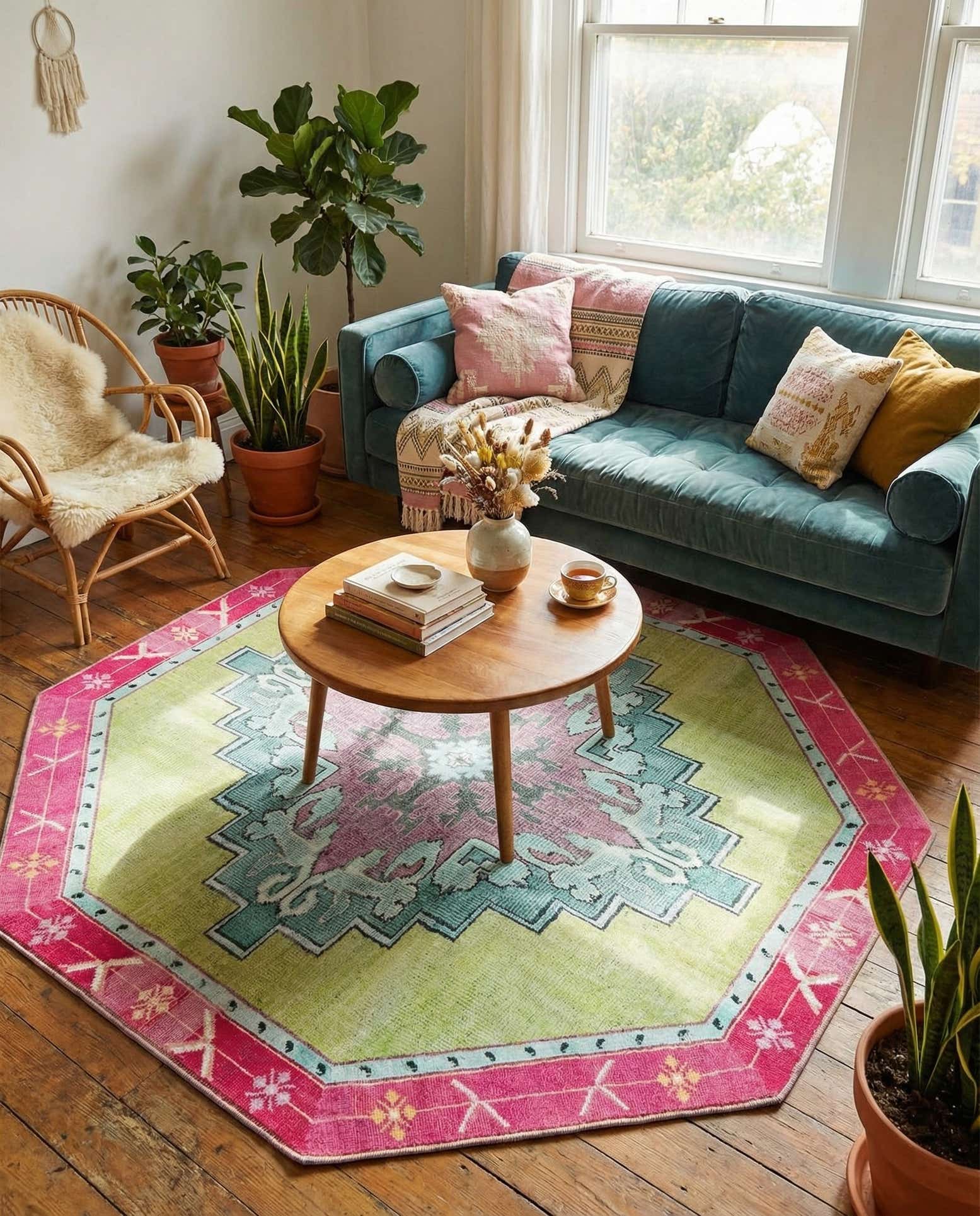 7' 6 x 7' 6 Washable Timeless Octagon Rug