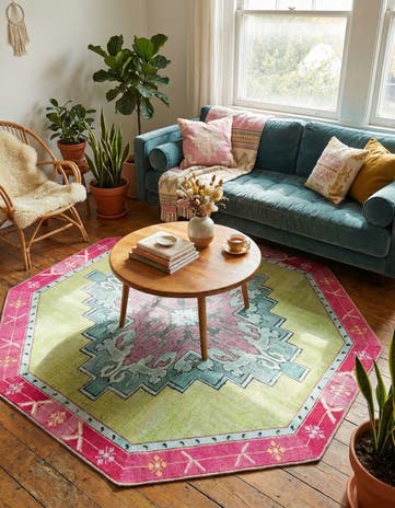 7' 6 x 7' 6 Washable Timeless Octagon Rug