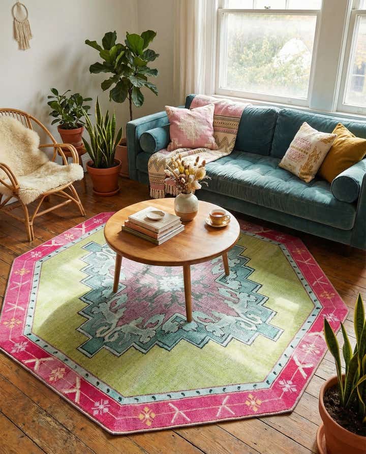 7' 6 x 7' 6 Washable Timeless Octagon Rug