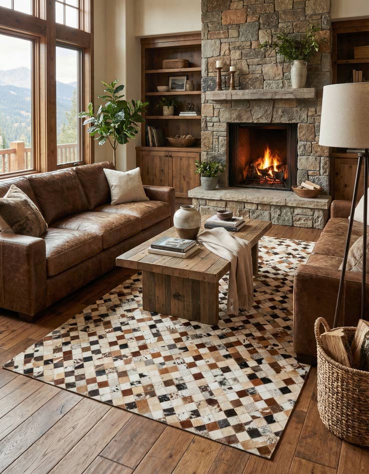 Detail image of 5' x 8' Cowhide Leather Rug