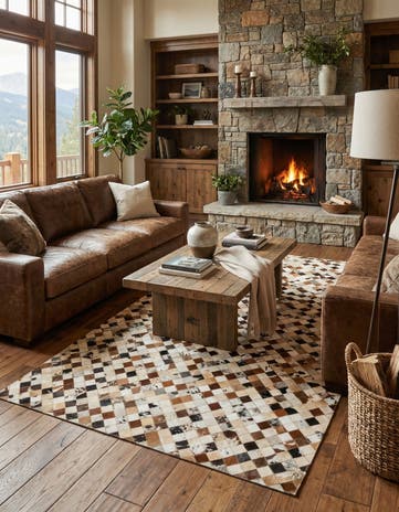 5' x 8' Cowhide Leather Rug