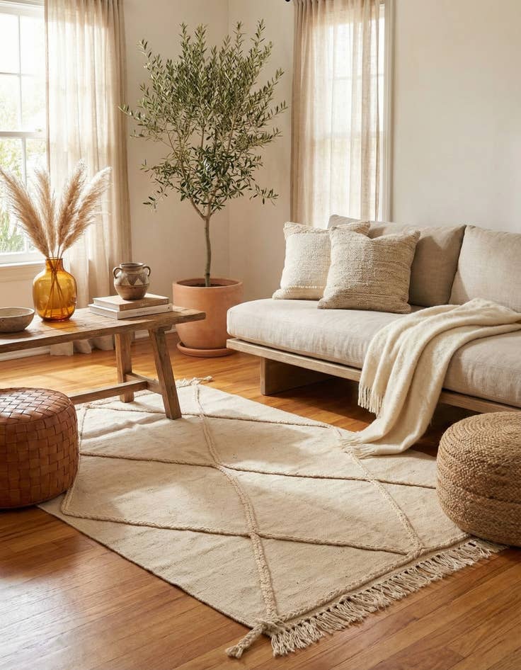 Detail image of 3' 4 x 5'  Hand Woven Moroccan Wool Rug