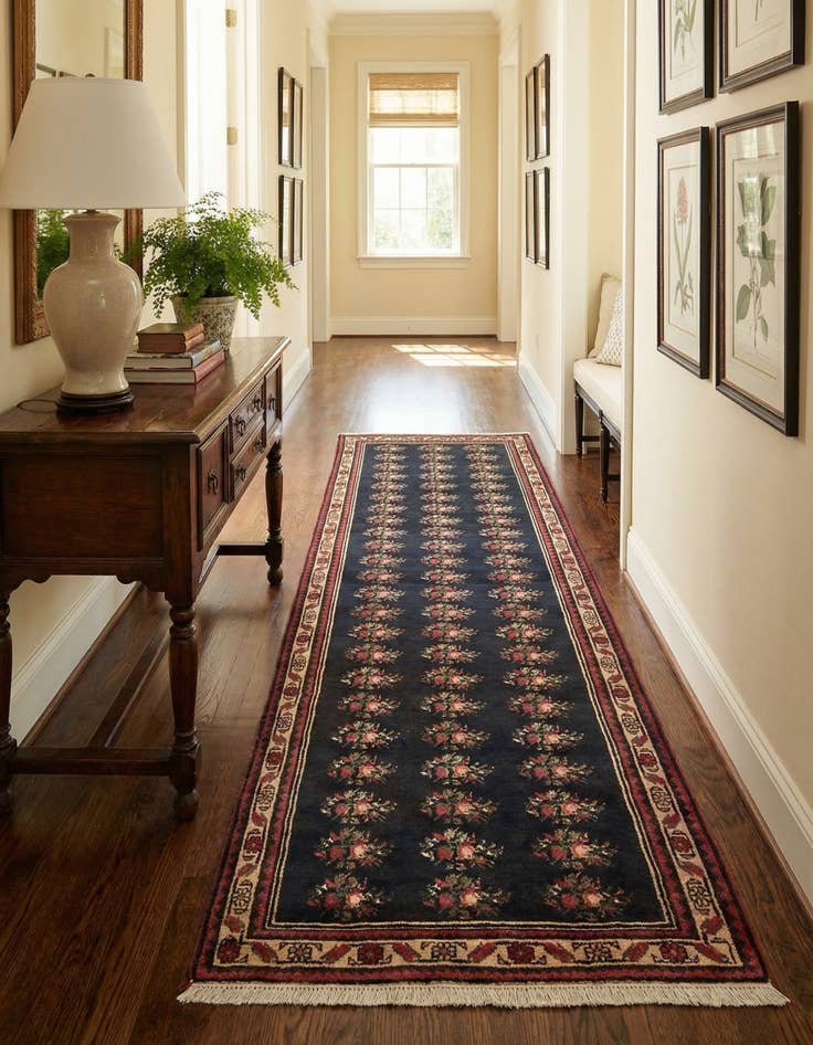 Detail image of 4' x 10' 5  Hand Knotted Hamedan Persian Wool Runner Rug