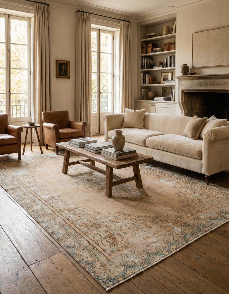 Detail image of  7' 4 x 11' 2  Hand Knotted Ultra Vintage Persian Wool Rug