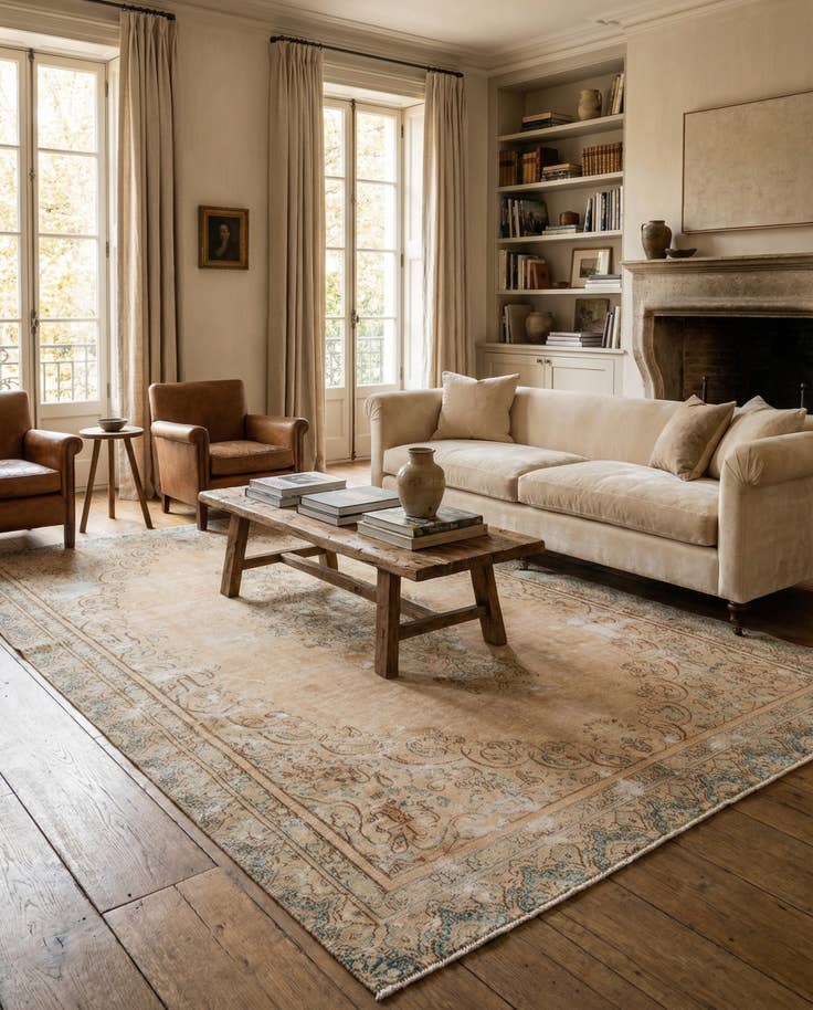 Detail image of 7' 4 x 11' 2 Hand Knotted Ultra Vintage Persian Wool Rug