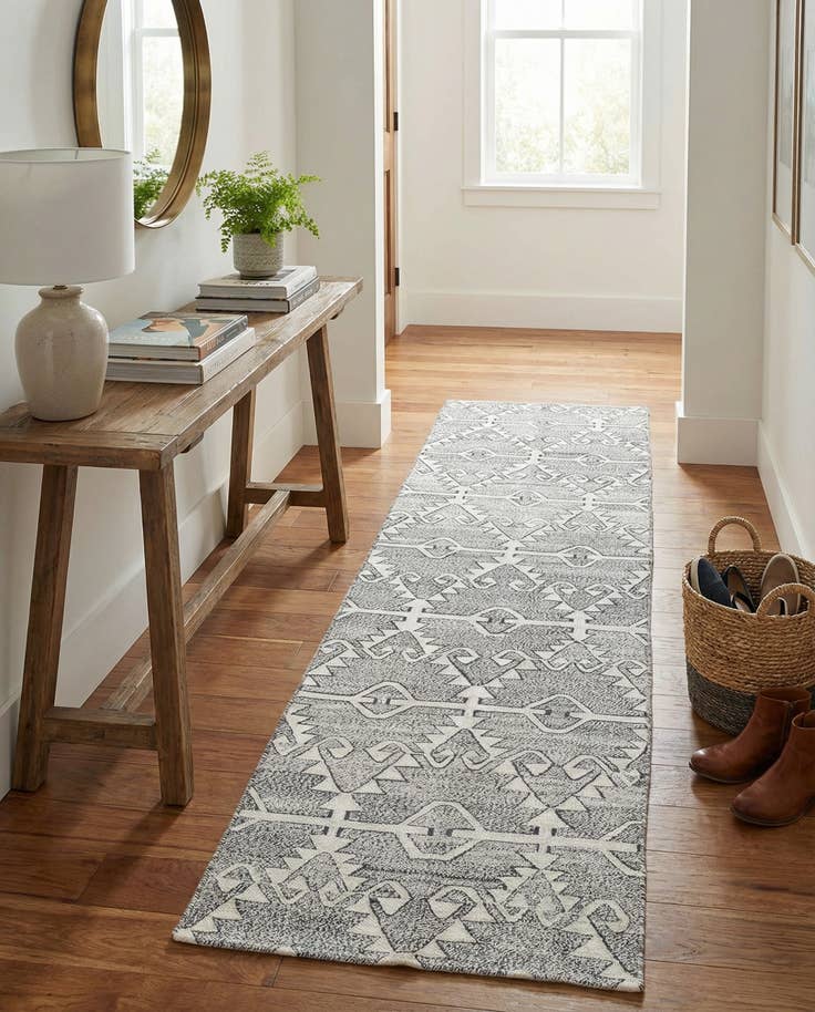 Detail image of 2' 6 x 9' 4 Hand Woven Kilim Modern Wool Runner Rug
