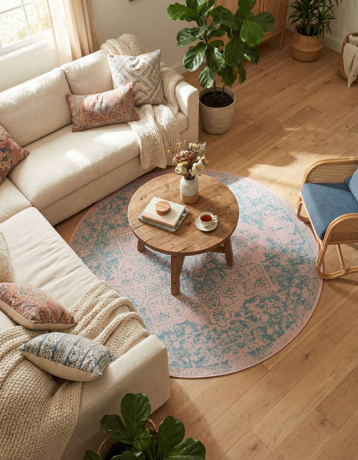 Detail image of 7' x 7'  Washable Jill Zarin Dubai Indoor / Outdoor Round Rug