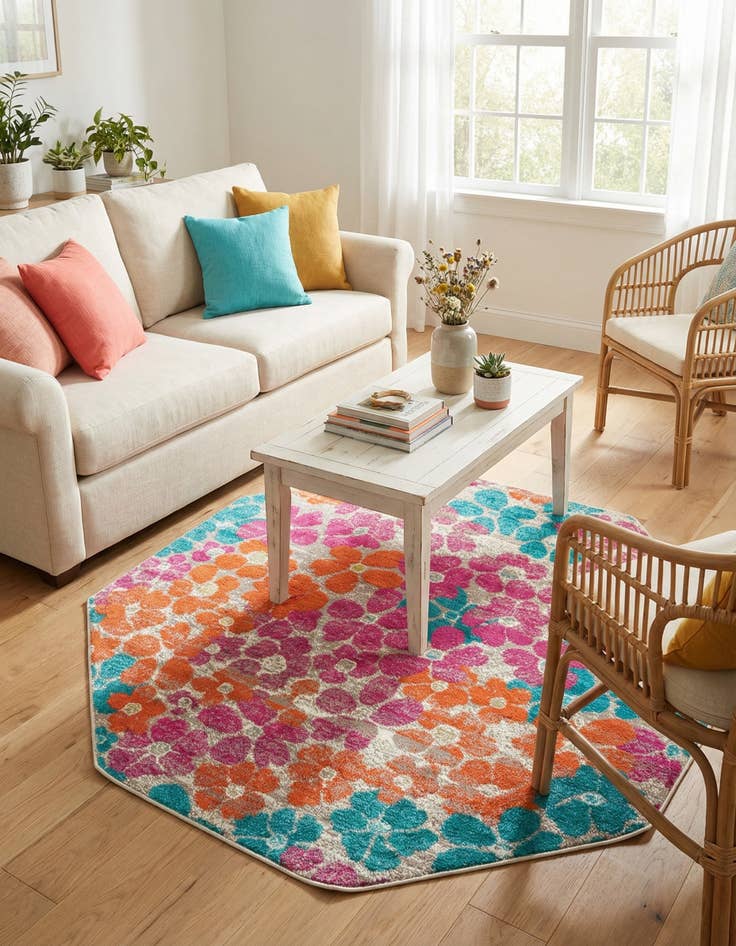 Detail image of  5' 3 x 5' 3 Azalea Octagon Rug