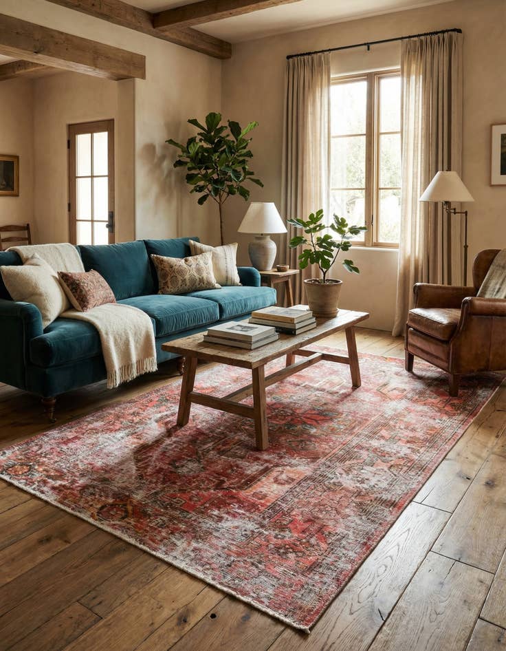 Detail image of 4' 4 x 6' 1  Hand Knotted Ultra Vintage Persian Wool Rug