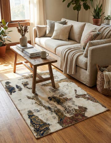 3' 5 x 4' 5 Hand Knotted Ultra Vintage Persian Wool Rug