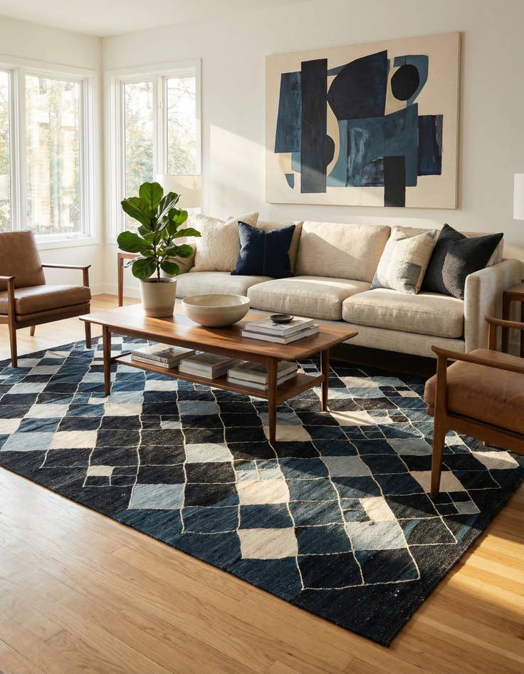 Detail image of 7' x 9' 8  Hand Woven Kilim Modern Wool Rug