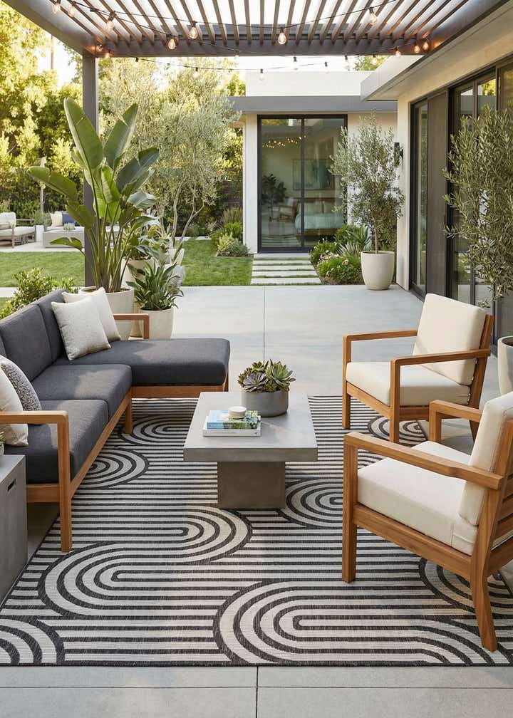 7' x 10' Easy-Clean Modern Indoor / Outdoor Rug