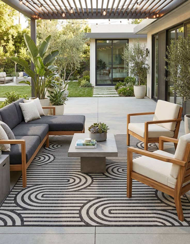 Detail image of 7' x 10' Easy-Clean Modern Indoor / Outdoor Rug