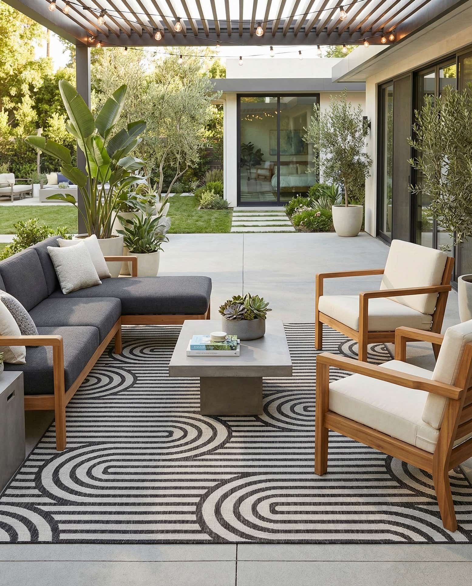 7' x 10' Easy-Clean Modern Indoor / Outdoor Rug