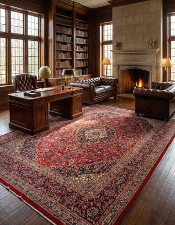 9' 10 x 12' 6 Hand Knotted Mashad Persian Wool Rug