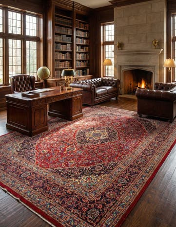 9' 10 x 12' 6 Hand Knotted Mashad Persian Wool Rug