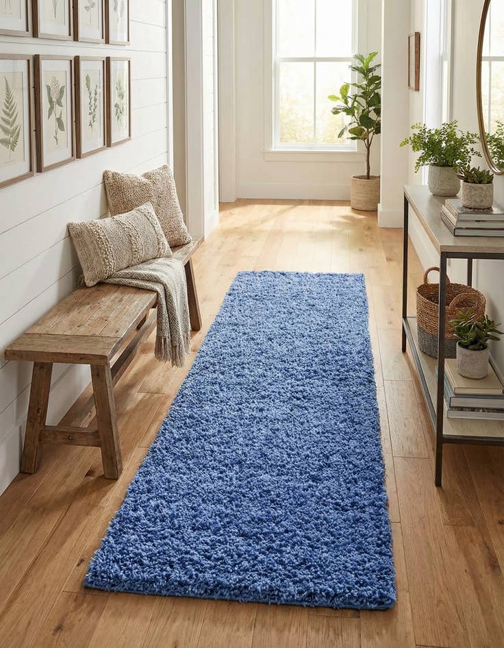 Detail image of 2' 7 x 19' 8 Solid Shag Runner Rug