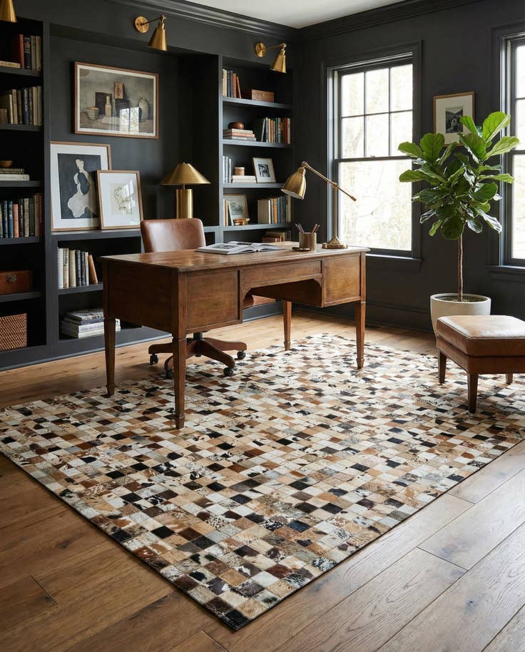 Detail image of 5' x 7' 10 Cowhide Leather Rug