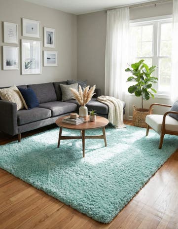 Cyan Infinity Shag Square Rug