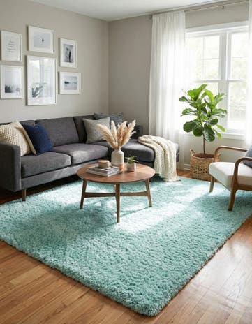 Cyan Infinity Shag Square Rug