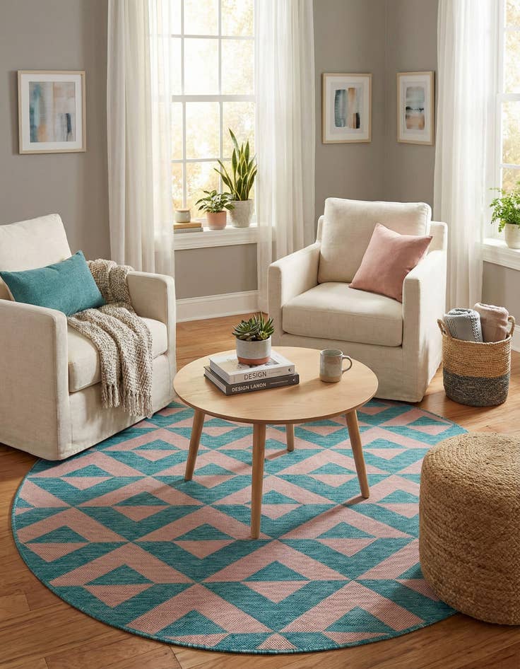 Detail image of 7' x 7'  Washable Jill Zarin Napa Indoor / Outdoor Round Rug