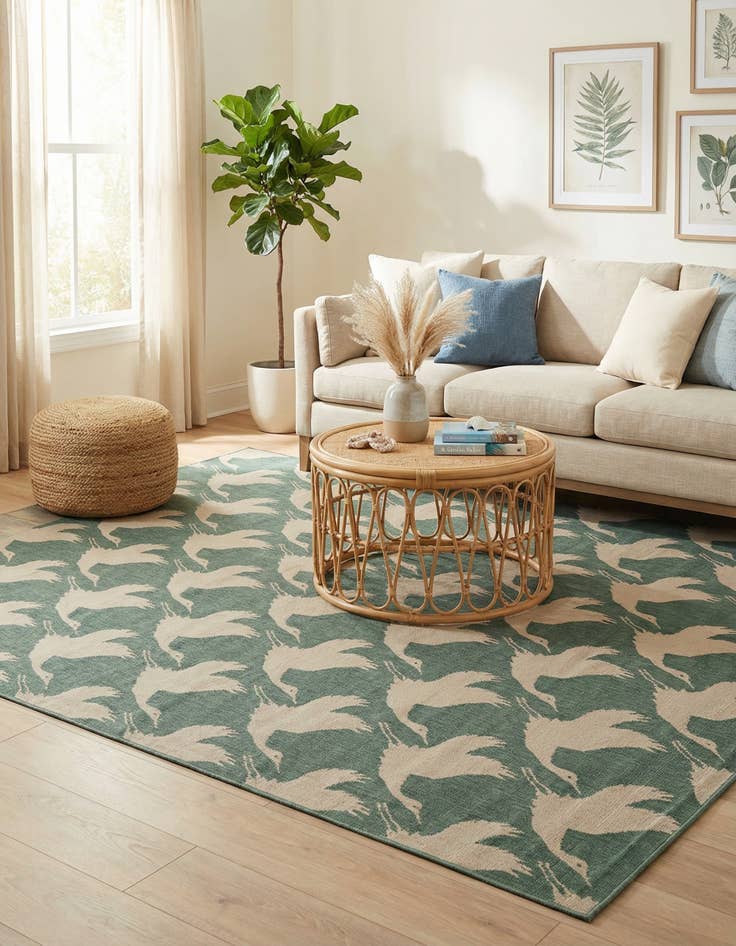 Detail image of  7' 10 x 10'  Washable Coastal Indoor / Outdoor Rug
