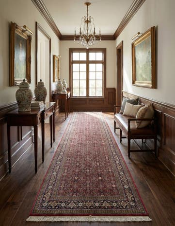 5' 4 x 10' 5 Hand Knotted Farahan Wool Runner Rug