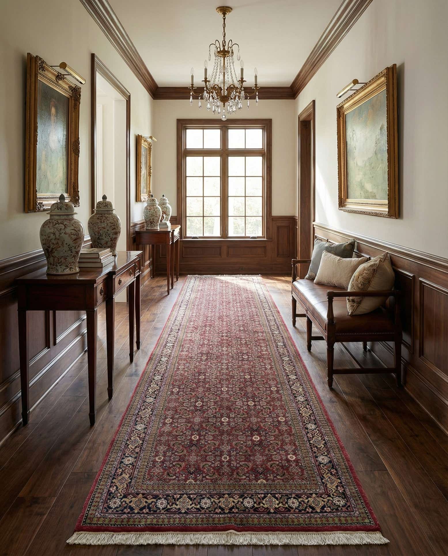 5' 4 x 10' 5 Hand Knotted Farahan Wool Runner Rug