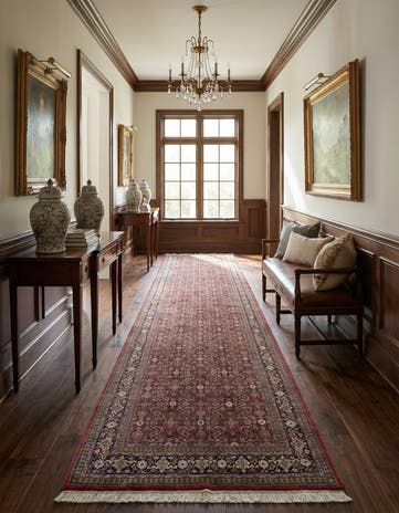5' 4 x 10' 5 Hand Knotted Farahan Wool Runner Rug