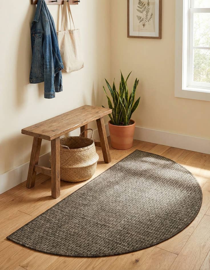 Detail image of 2' 2 x 3' 7  Washable Solid Indoor / Outdoor Hearth Rug