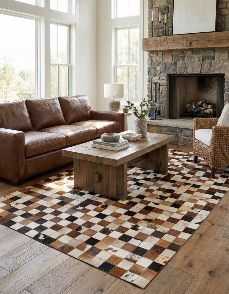 Detail image of 5' 1 x 8' 1 Cowhide Leather Rug