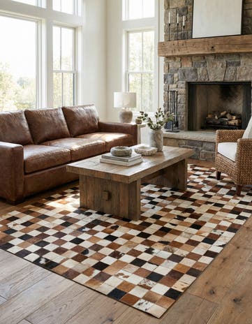 5' 1 x 8' 1 Cowhide Leather Rug