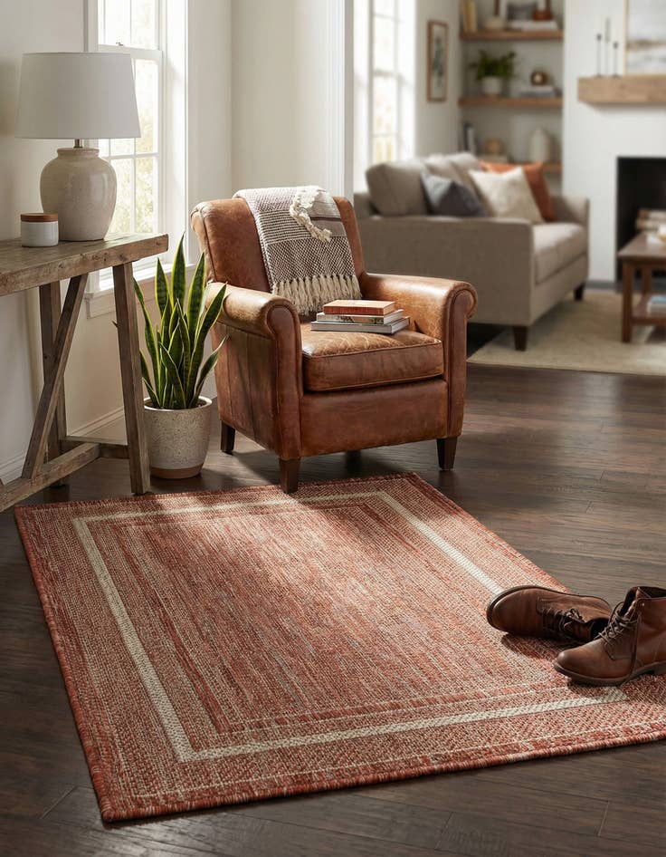 Detail image of 2' x 3' 1  Washable Border Indoor / Outdoor Rug