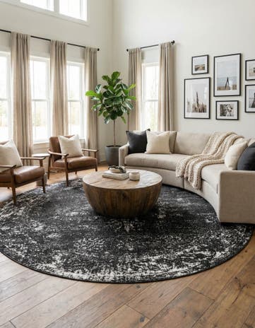 Black Monte Carlo Round Rug