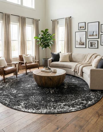 Black Monte Carlo Round Rug