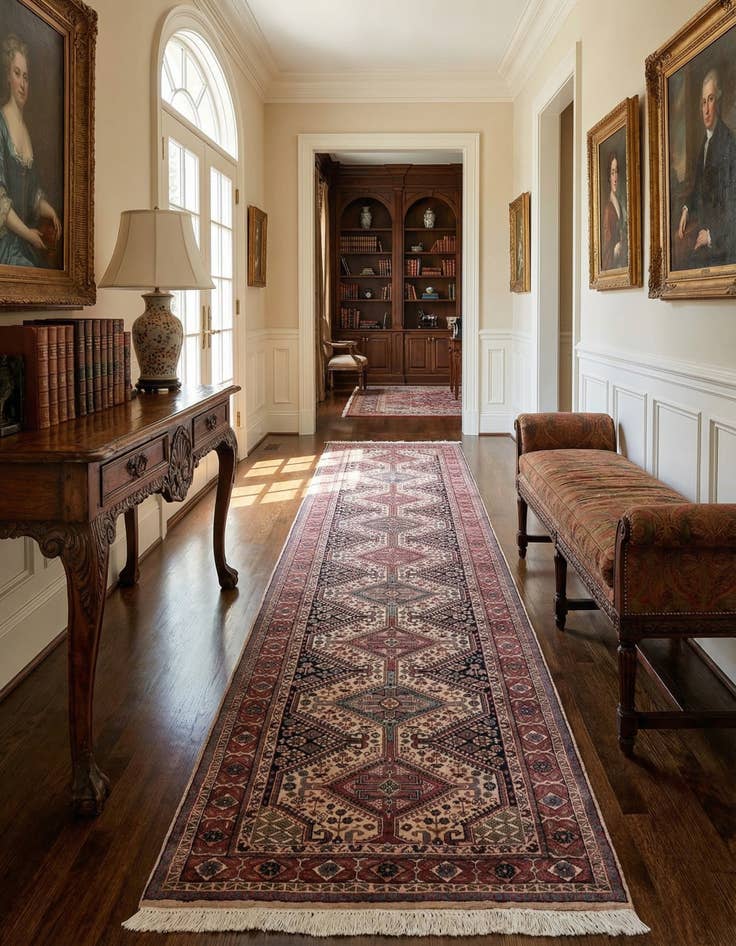 Detail image of 3' x 11'  Hand Knotted Shirvan Wool Runner Rug