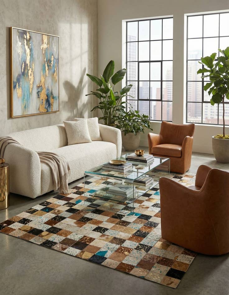 Detail image of  5' x 7' 11 Cowhide - Patchwork Rug