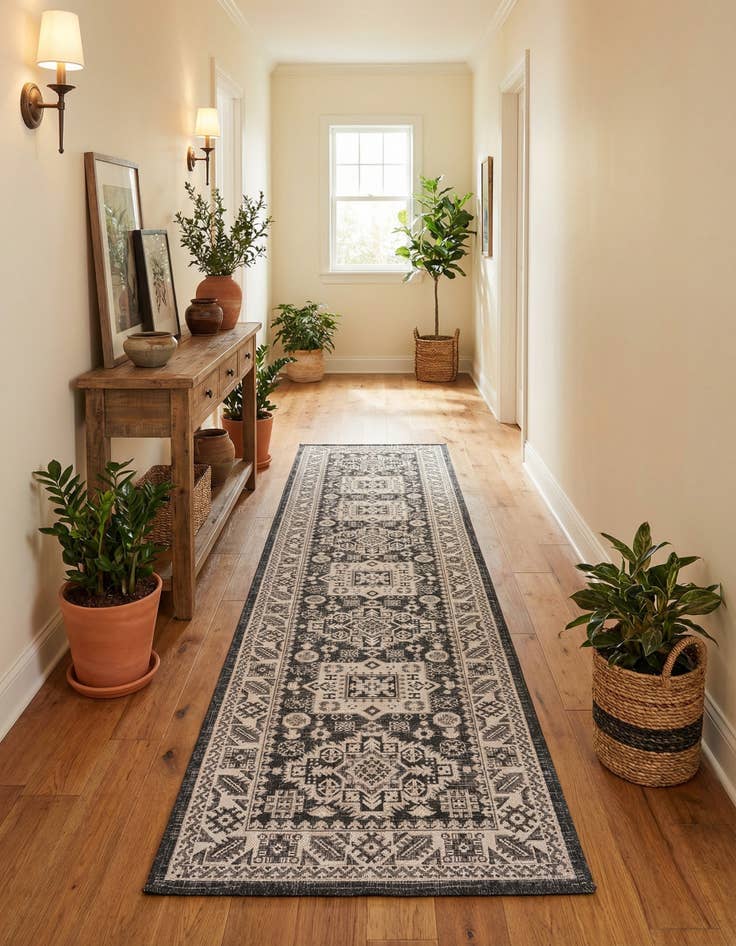 Detail image of 2' 7 x 12' Easy-Clean Aztec Indoor / Outdoor Runner Rug