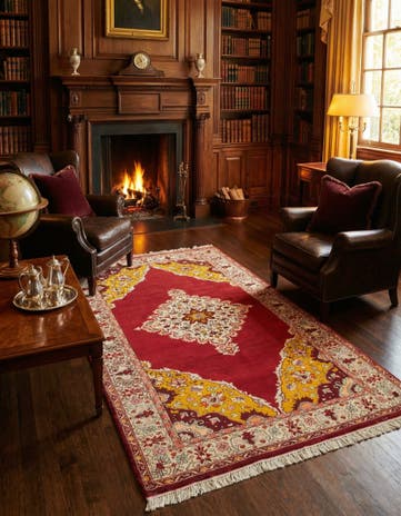 4' x 6' 4 Hand Knotted Hereke Wool Rug