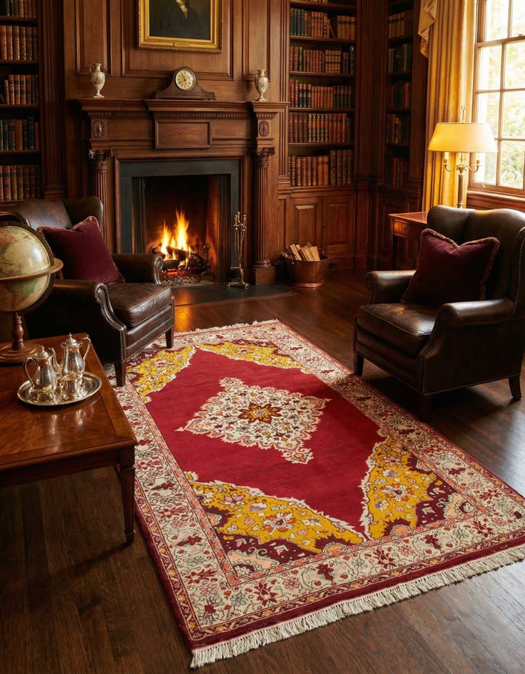 Detail image of 4' x 6' 4  Hand Knotted Hereke Wool Rug