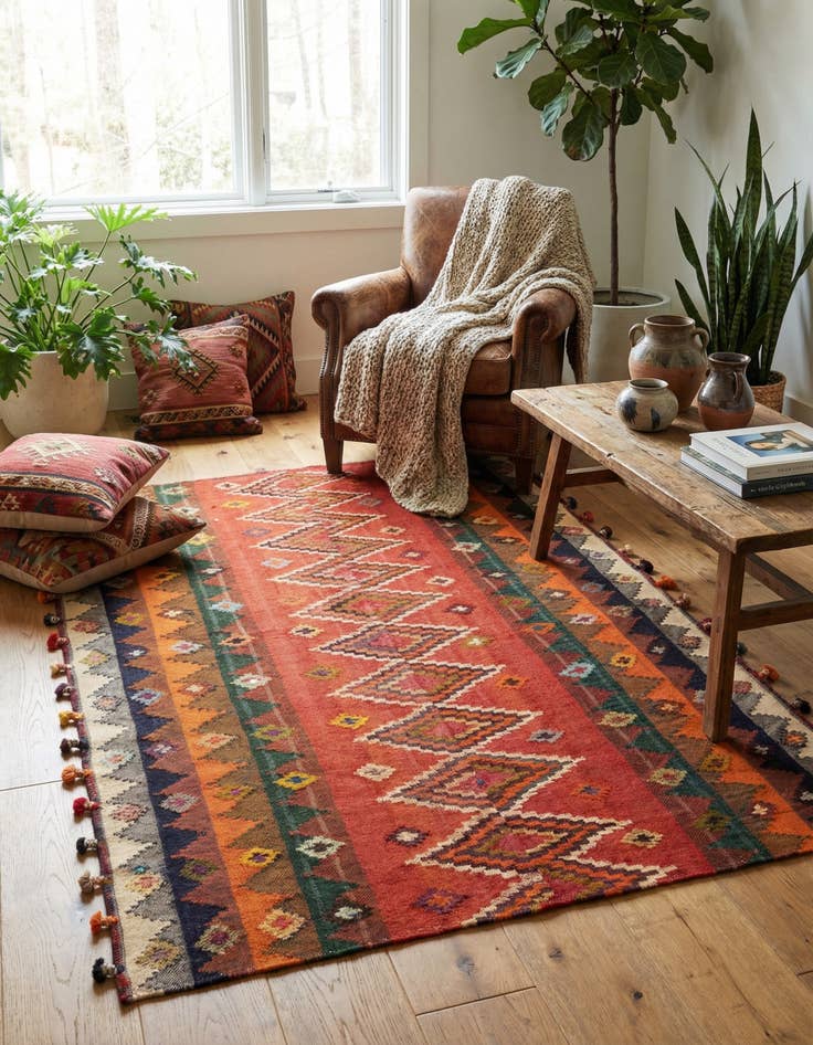 Detail image of 4' 9 x 7' Jajim Rug