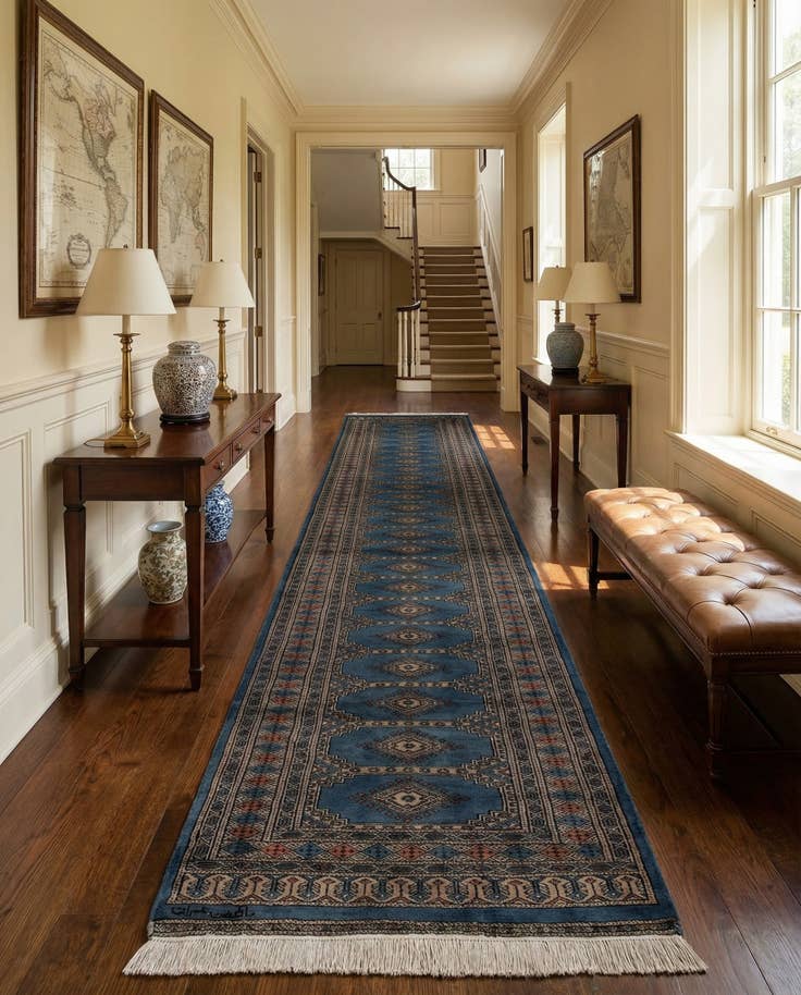 Detail image of 2' 8 x 8' 10 Hand Knotted Bokhara Oriental Wool Runner Rug