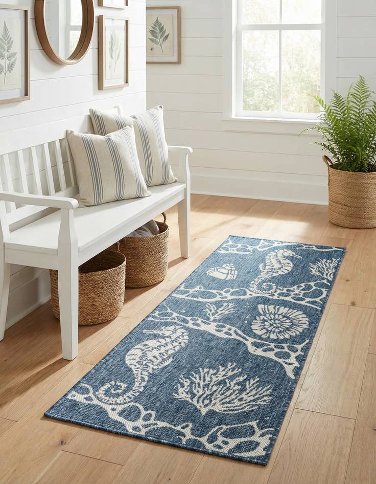 Detail image of  2' x 5' 3  Washable Coastal Indoor / Outdoor Runner Rug