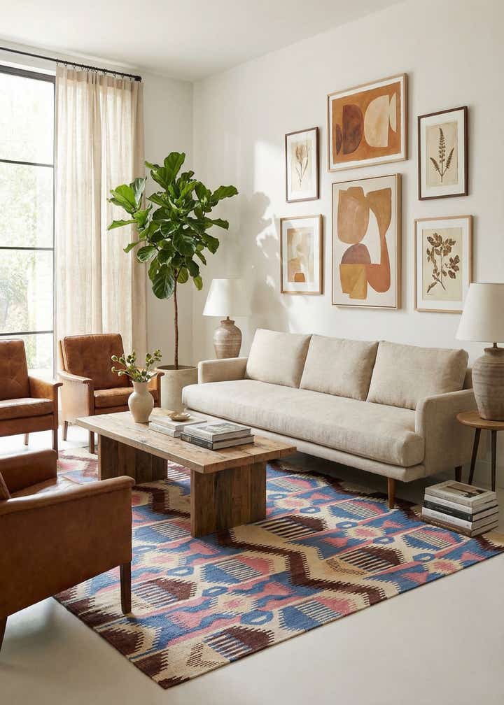5' 4 x 6' 6 Hand Woven Kilim Modern Wool Rug
