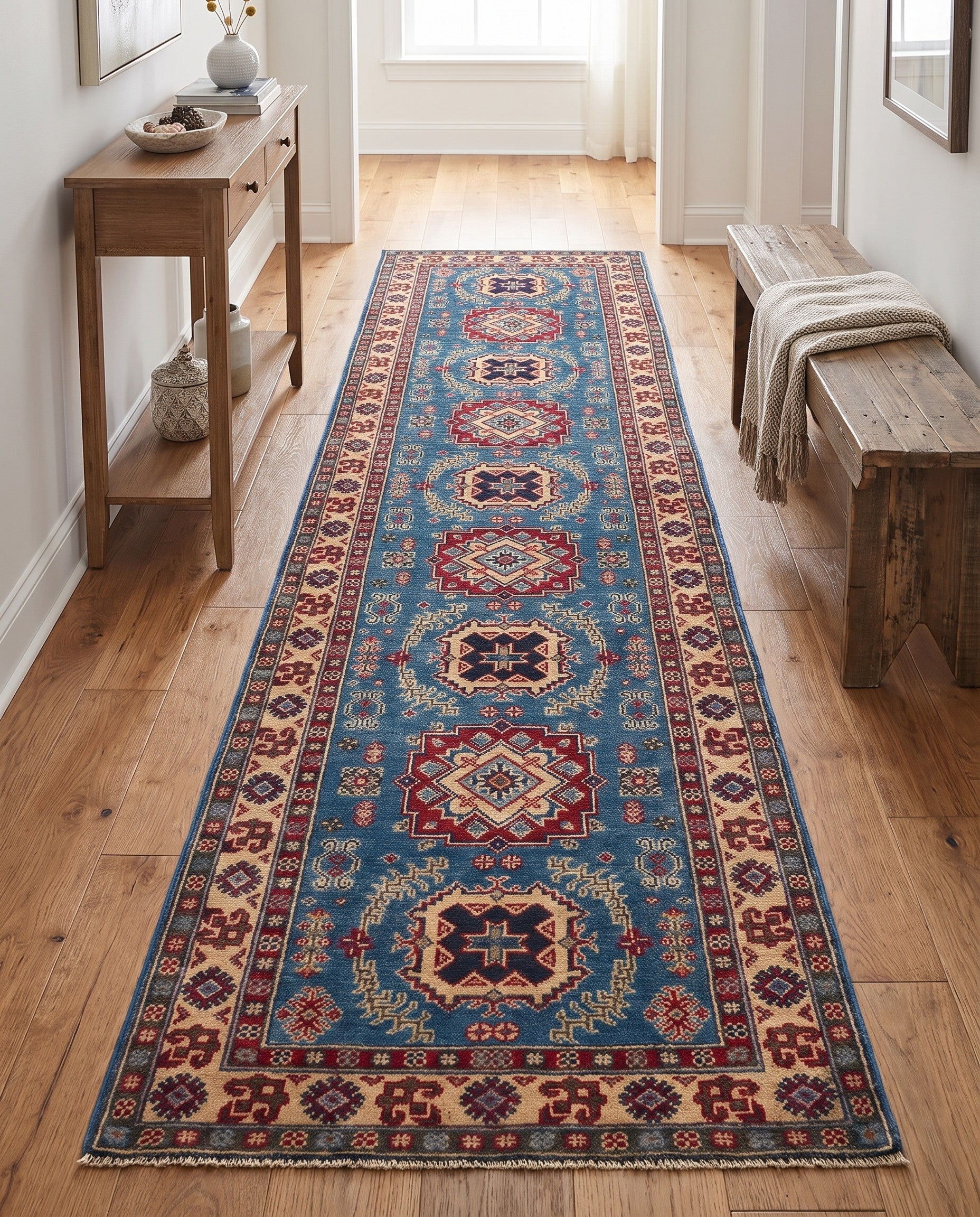 2' 7 x 10' 4 Hand Knotted Kazak Runner Rug